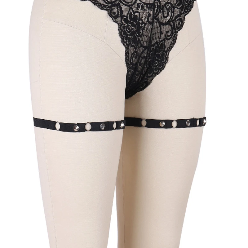 Носки-подвязки с заклепками для танцев, подвязки для ног, пояс, женское нижнее белье, пояс с подвязками P0027, черные сексуальные платья, бюстгальтер для девочек, Женский полиэстер 70-115
