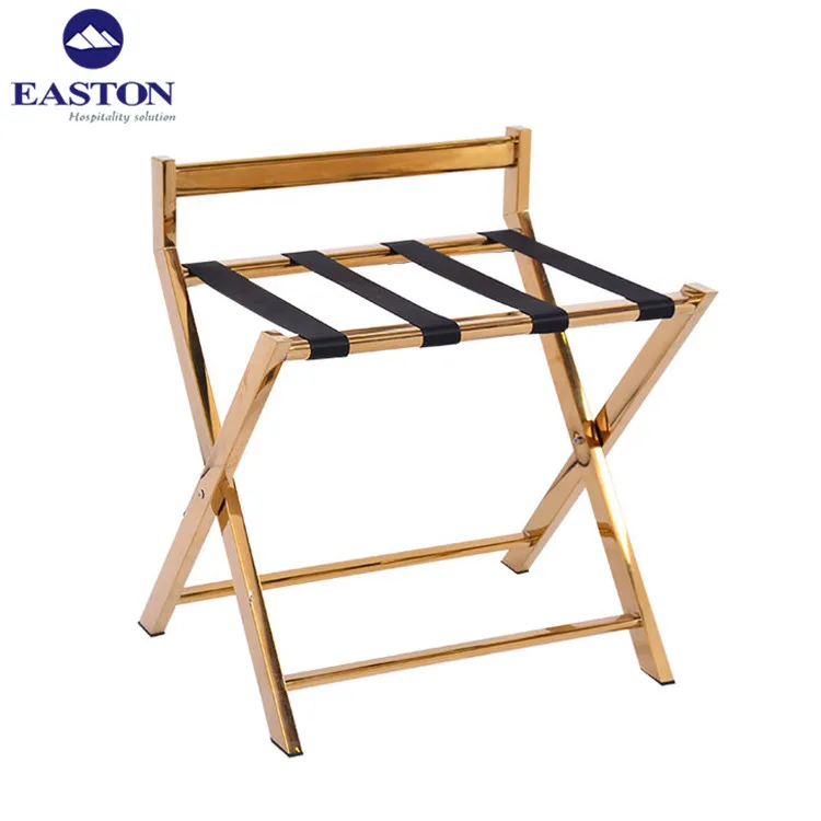 High quality folding luggage rack for hotel room,chrome golden finish luggage stand