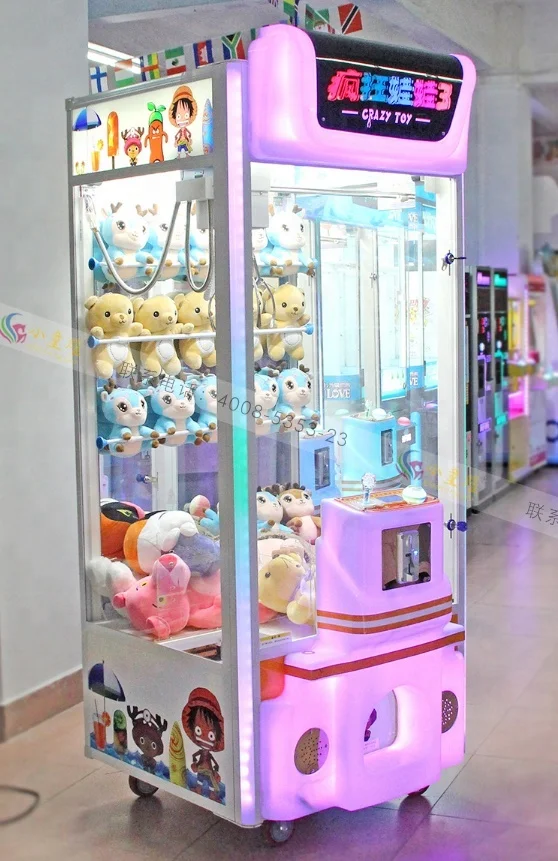 Newest style kids min toy crane claw game machine pusher arcade vending games machine for game center