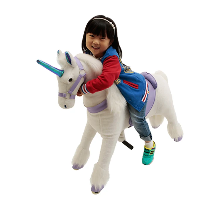 unicorn horse pedal pony riding plush toys stuffed animals on wheels