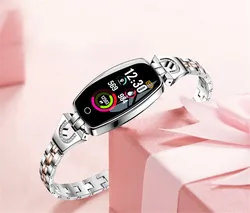 Women Stainless Steel Smart Bracelet H8 with Heart Rate Lady Smart Bracelet