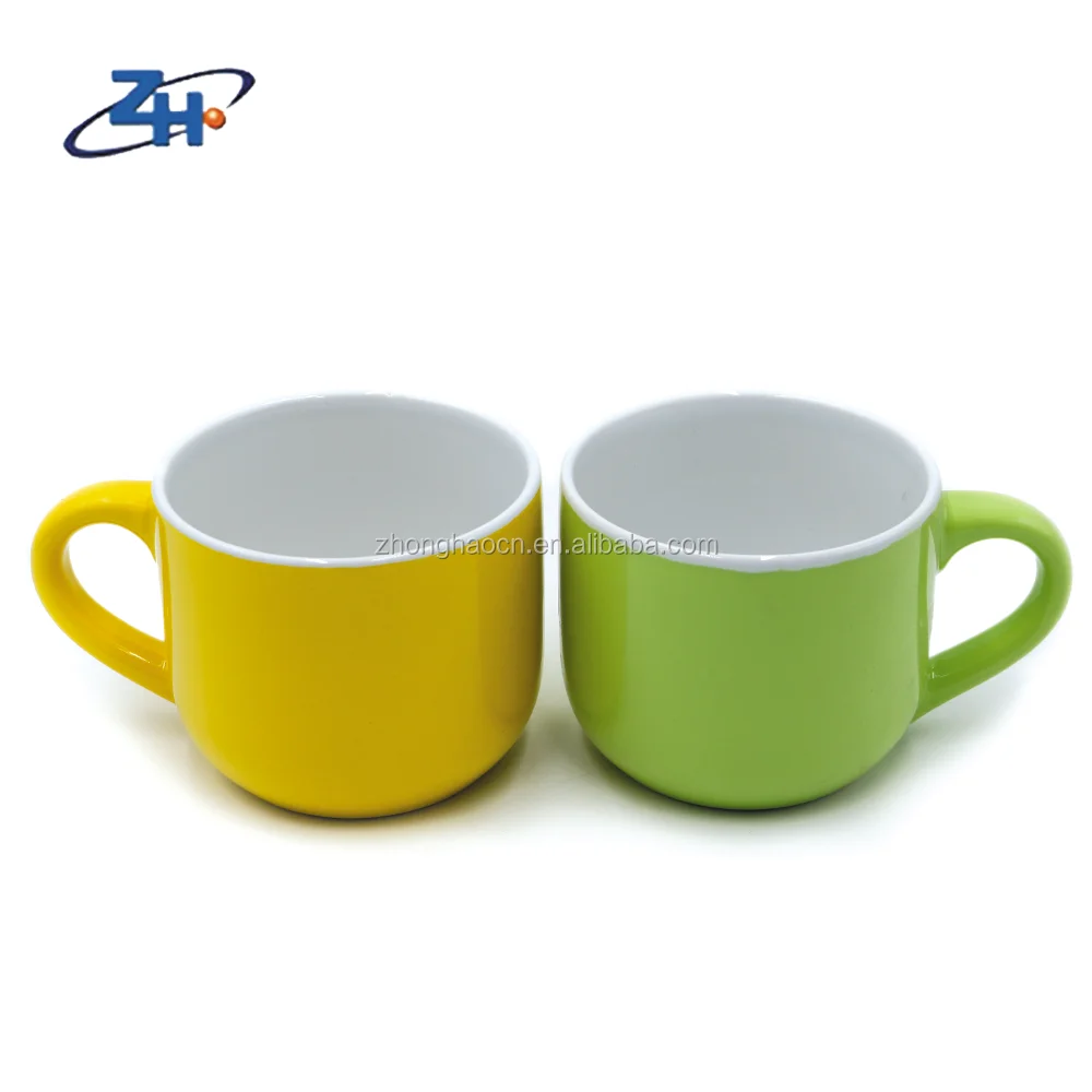 food grade glazed big round ceramic soup coffee mugs with outside color