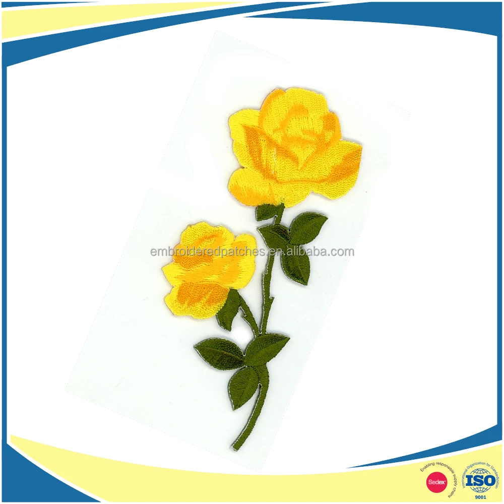 Custom Rose Flower Embroidery Iron On Patches for garments