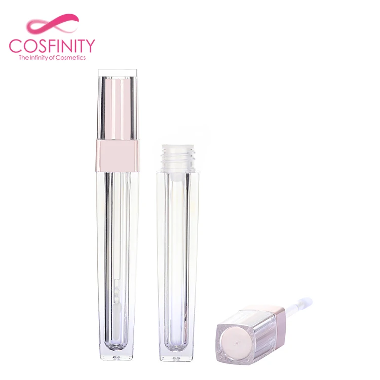 Wholesale China manufacture custom lip gloss tube package,pink slim lipgloss container with brush