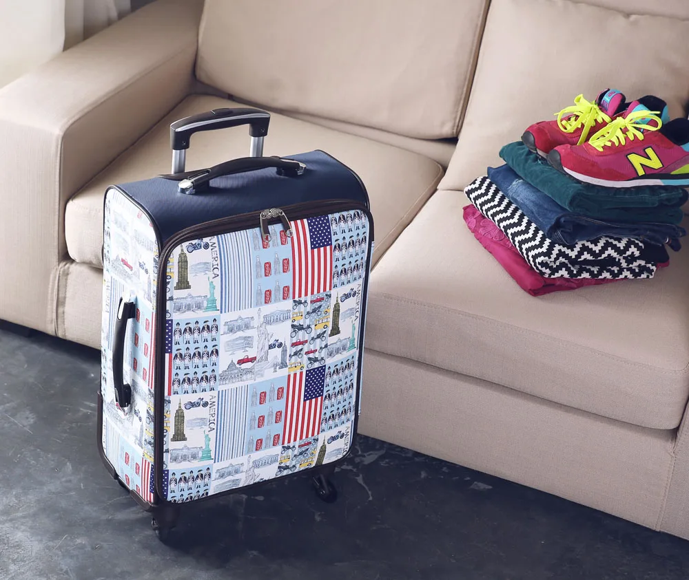 
Wholesale trolley suitcase set makeup bag PU luggage set 