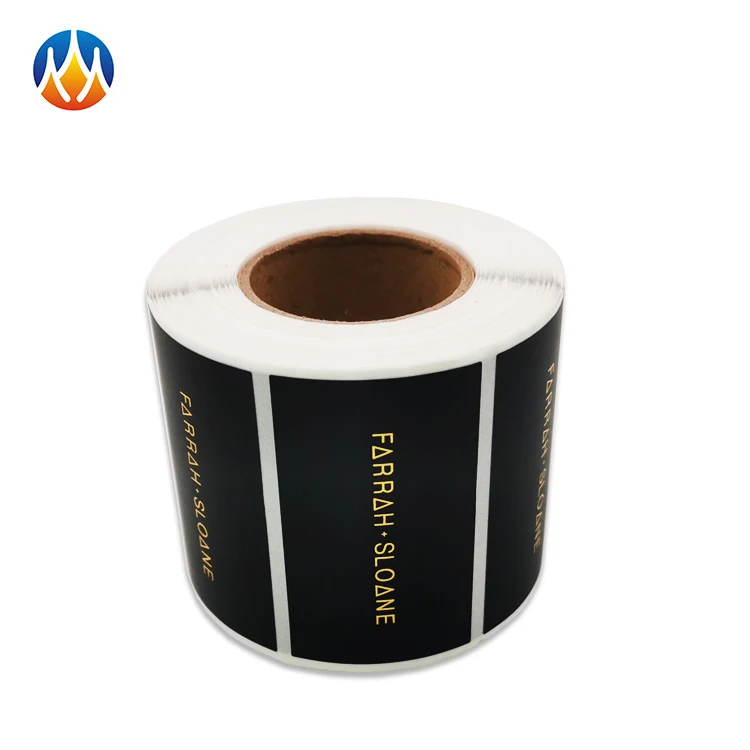 wholesale China custom logo black background adhesive labels design printing gold foild stickers