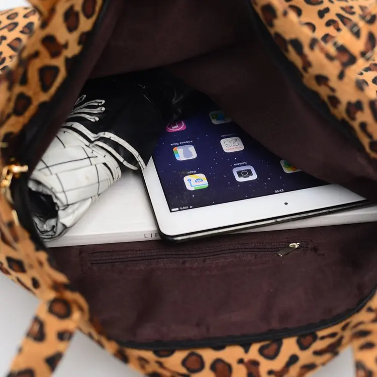 High quality tote bag women canvas handbag leopard print shopping shoulder bag
