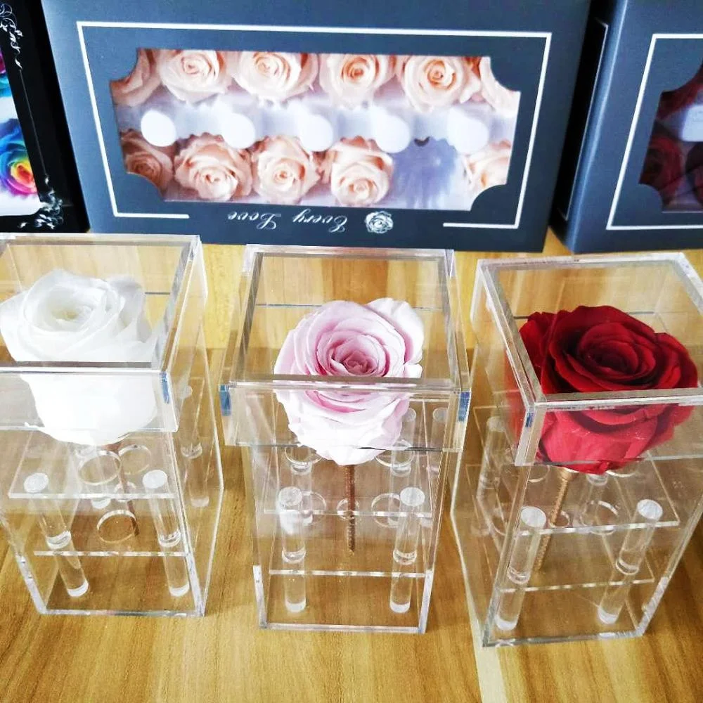 Wholesale 1 roses eternal rose single  preserved rose in acrylic box