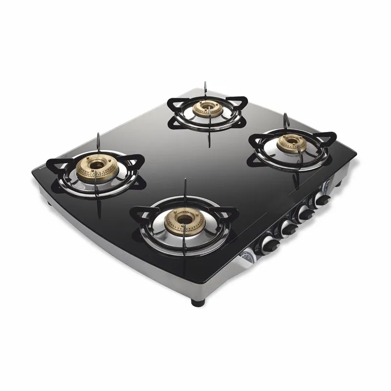 Kitchen cooking appliances  4 Burner glass cover gas stove