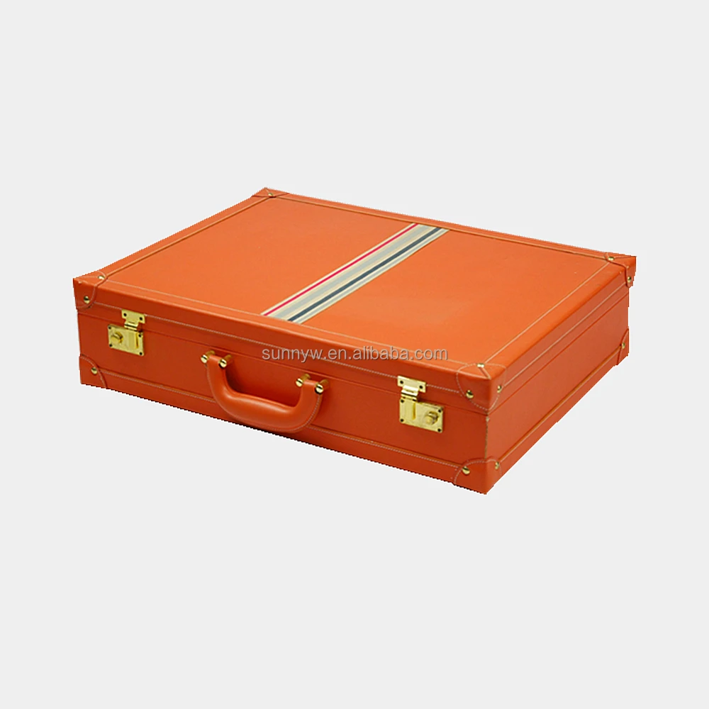 Customize PU Leather Storage Case Foldable PVC Storage Box Suitcase with Handle