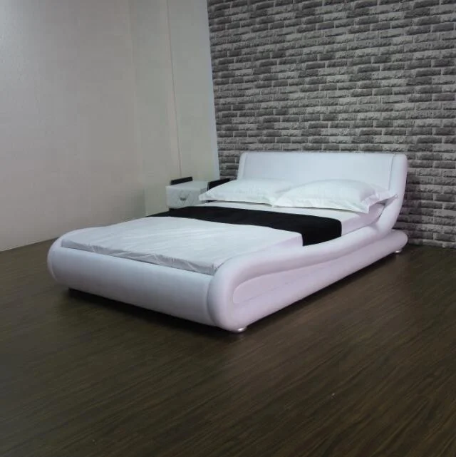 bedroom furniture modern PU Leather bed  king size faux leather beds frame