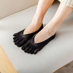 2021 Latest Women Summer Ice Silk Anti Slip Silicon Gel Ultra Thin Fashion Toe Socks