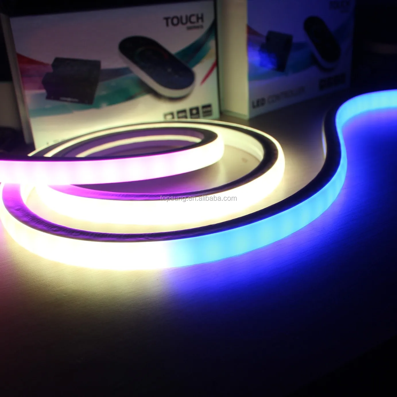 50m spool square 24v dmx rgb led neon flex Top view flexible neon strips lighting Shenzhen factory