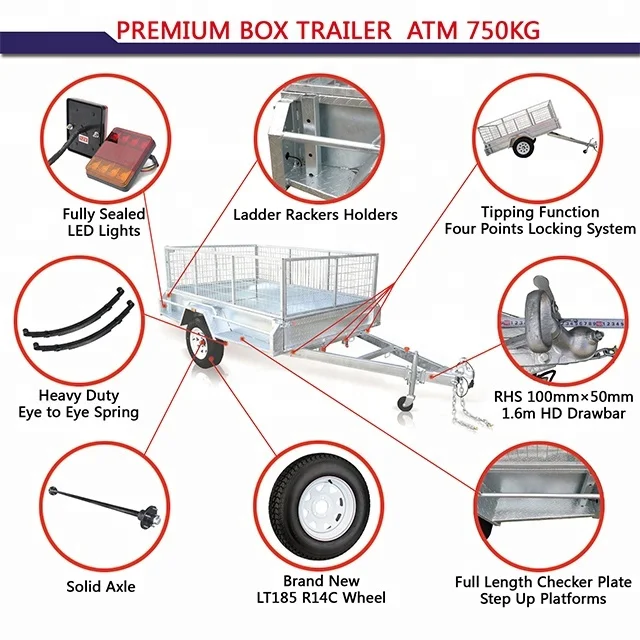
6X4 Standard Hot Dipped Galvanized Box Trailer For Sale 