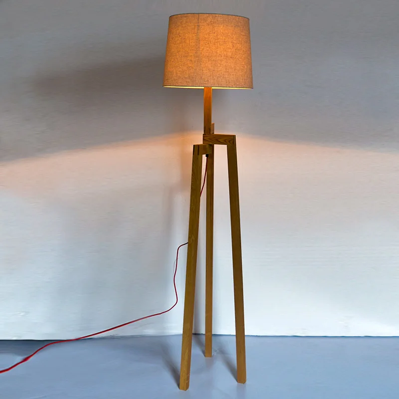 
essentials natural tripod wooden living room floor stand lamp 