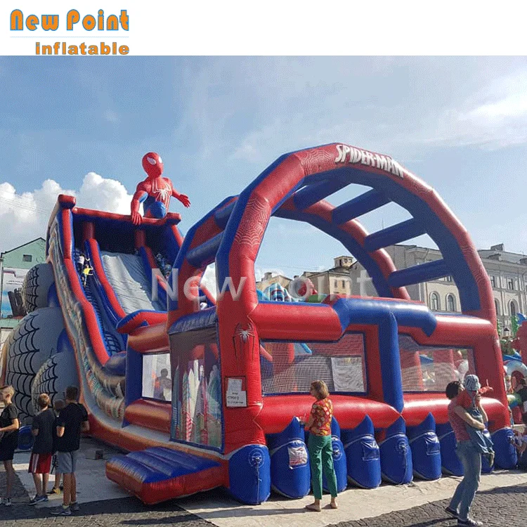 Hot sale cheap spiderman inflatable bouncer slide for kids
