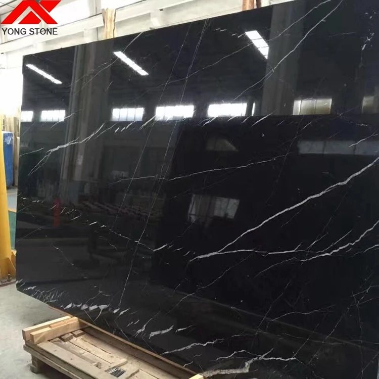 Высокое качество Китай черный мрамор для ванной комнаты Nero Marquina с белыми венами напольная плитка