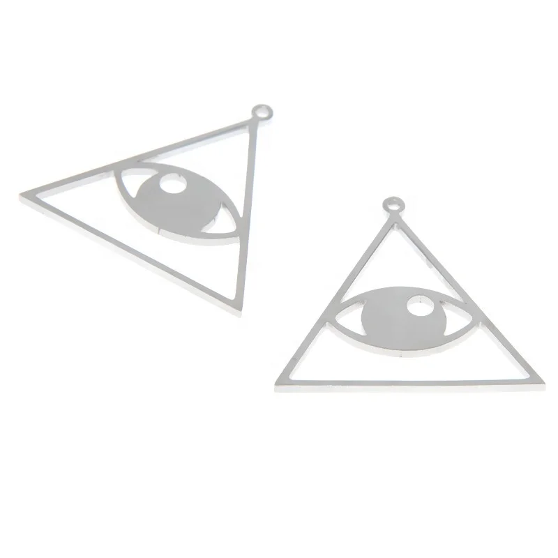 Illuminati EYE charm Triangle Illuminati Emblem Third Eye Stainless steel Charm pendant 25x23mm
