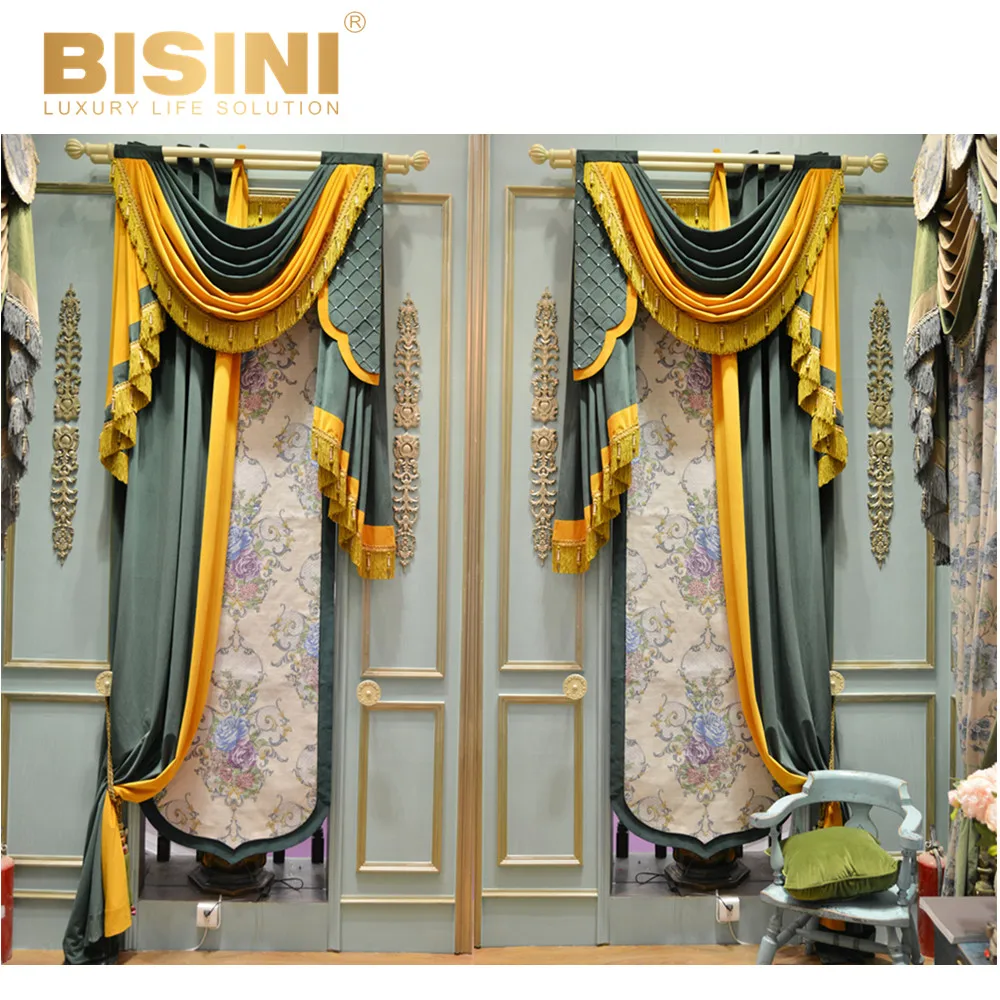 High-end custom elegant fabric American curtain retro living room decorative solid color chenille curtain Sylia(BY12-A10010)