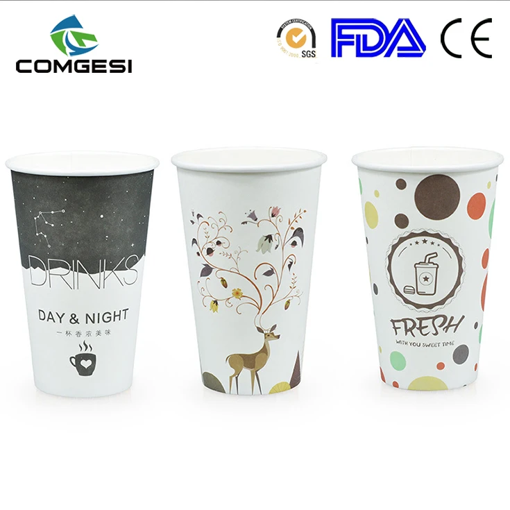 
China Top Sale 12oz 16oz 20oz Disposable Coffee Paper Cup Flexo Printed Hot Cold Drink Paper Cup Manufacturer 