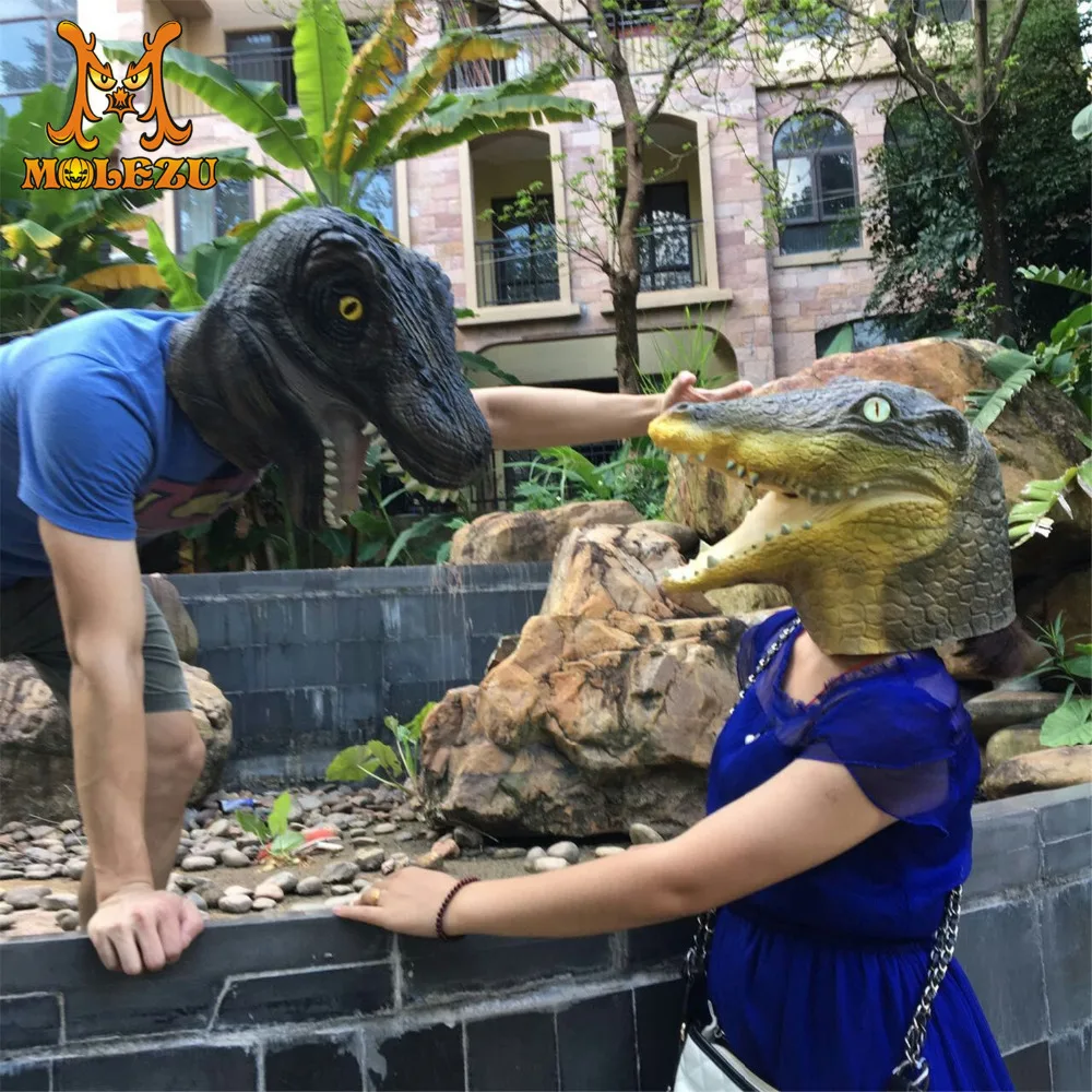 
Molezu Made in China Wholesale Custom Halloween Cheap Realistic Crocodile Animal Silicone Mask for Carnival Party 