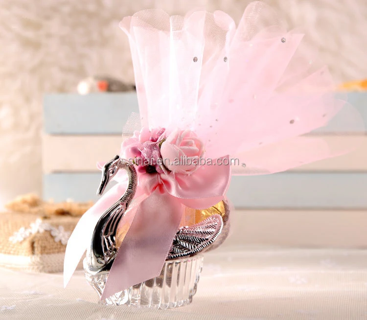 Pink Decoration Wedding or Baby Shower favor Little Swan Candy Box