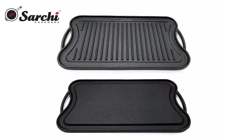 Rectangle 20inch cast iron double sided grill and griddle