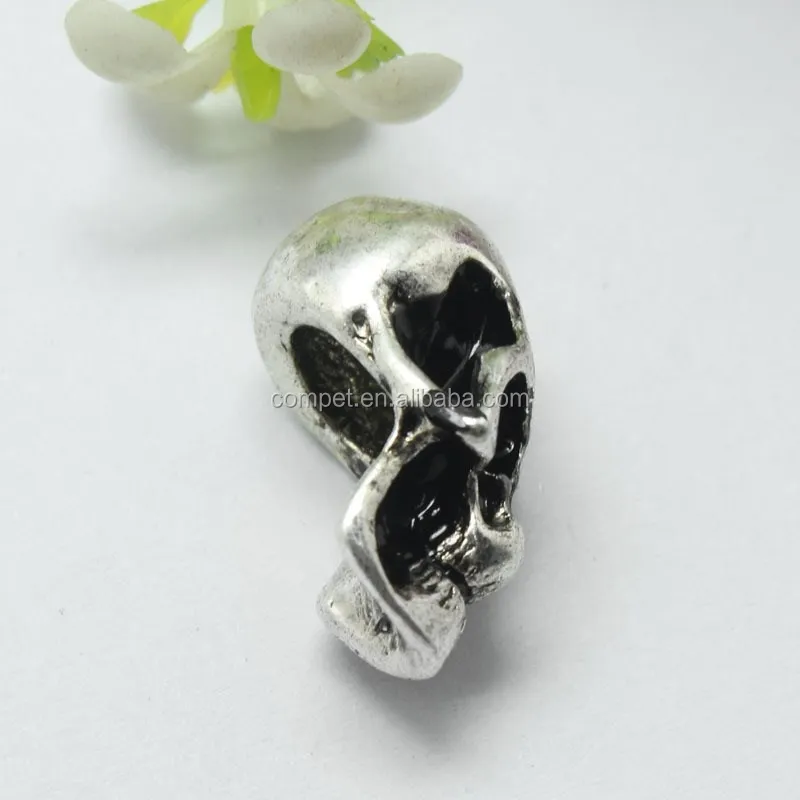 Lead Free Nickle Free Zinc Alloy Pdora Skull Shape Jewelry Hole Beads for Bracelets and Necklaces