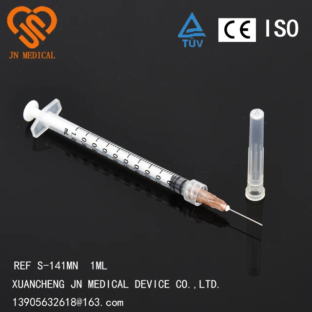 
Disposable syringe with needle luer slip/luer lock 1ml 