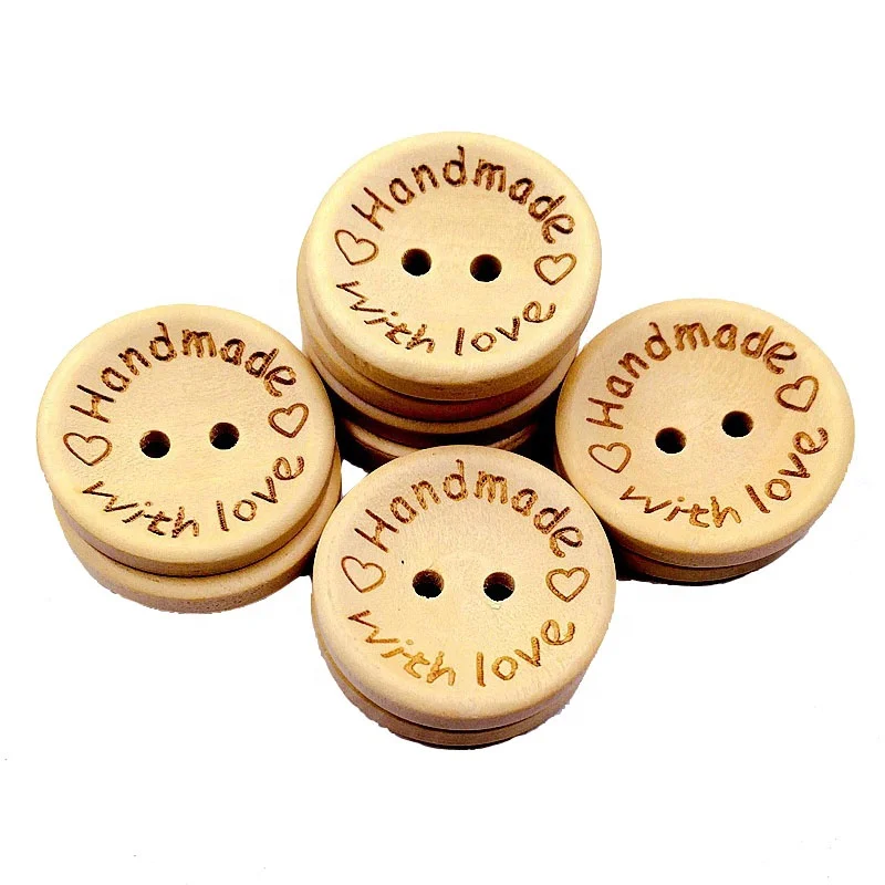 Custom Original Round Two Holes Handmade Wooden Buttons
