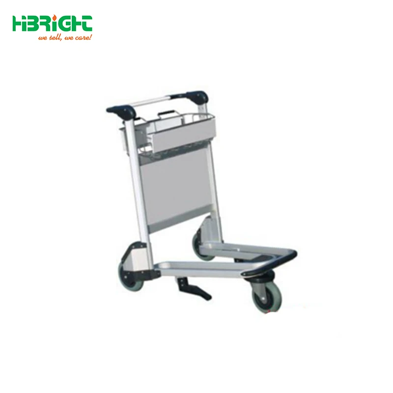 aluminum hand brake airport luggage cart with 3 wheels