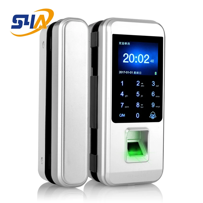 Zinc alloy office Smart Remote Control Fingerprint rf door lock for glass