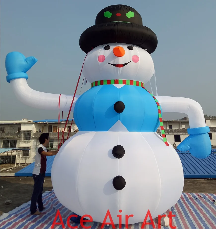 Large Inflatable Christmas Snowman Decoration with LED Lamp Model Air Blower Accessories 1-Year Warranty for Rental