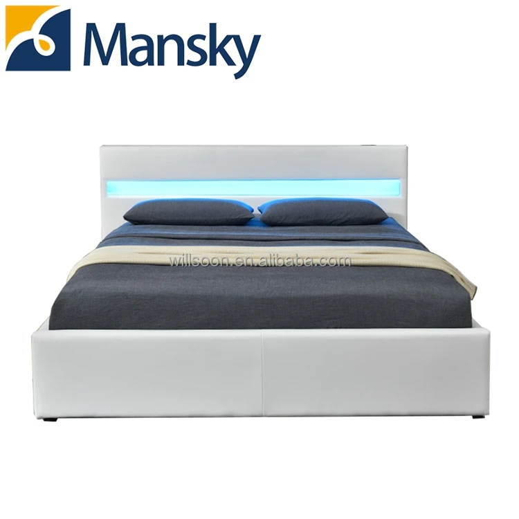 Willsoon furniture upholstery PU leather storage gas lift bed with Speaker and storage