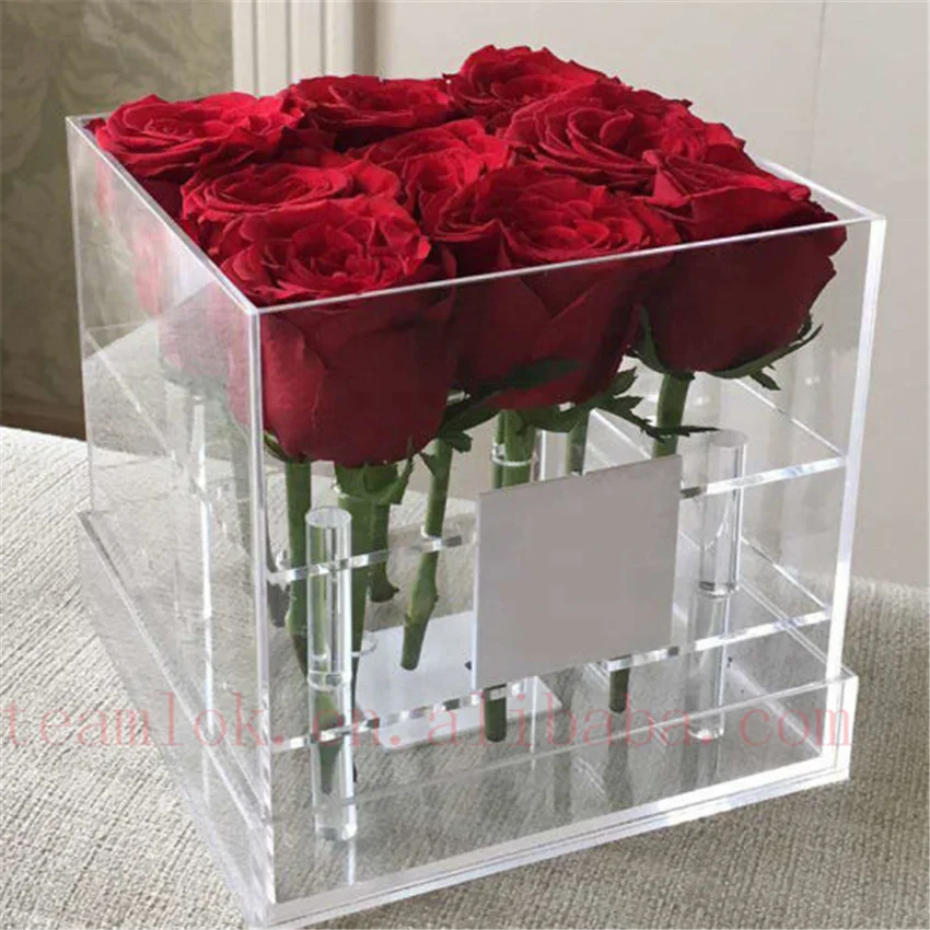 Acrylic Rose Flower Display Storage Box,Plexiglass Preserved Roses Gift Boxes