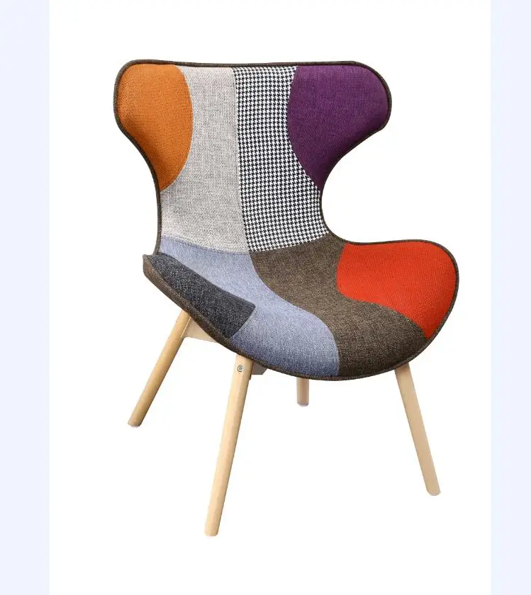 
2018 new hot selling patchwork LEISURE CHAIR with wood legs 