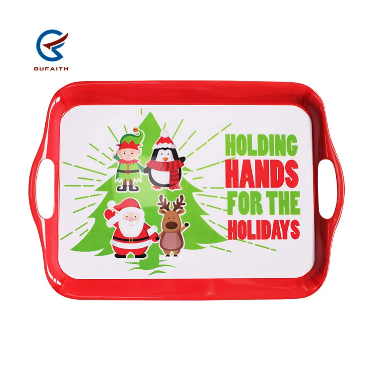 Wholesale 18 inch festival item Christmas plastic dinnerware melamine tableware plate bowl tray dinner sets