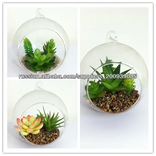 2014 Hot mini real touch artificial plant bonsai with glass pot for decor