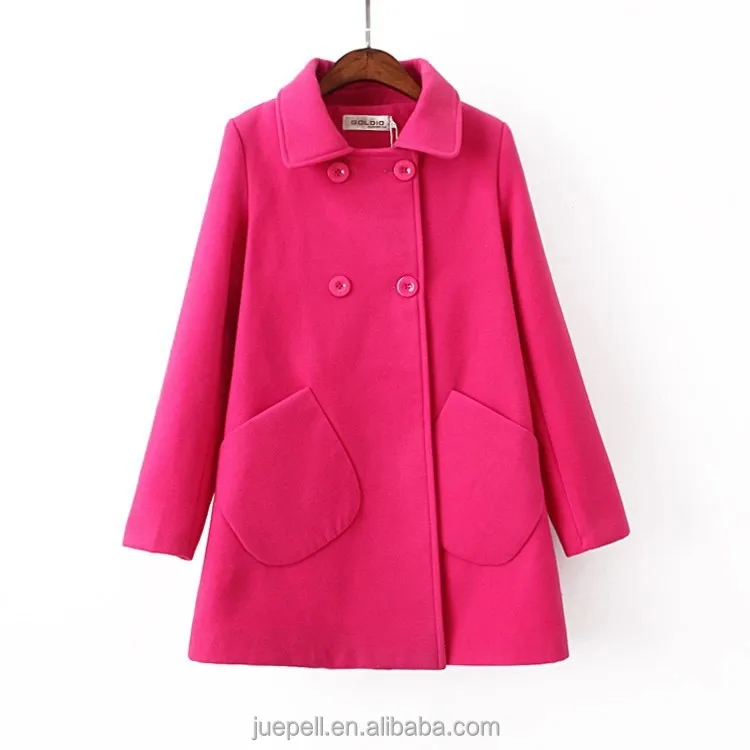 
OEM plus size winter thick women slim woolen pea coat/peacoat 