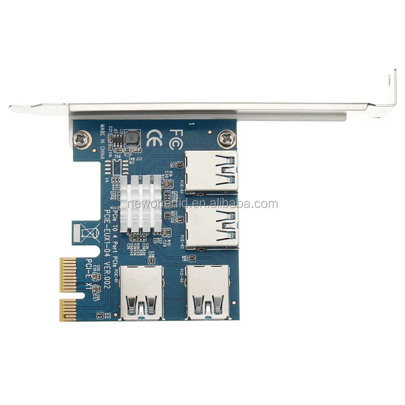 
Hot sales EUX104 PCIe card 1 to 4 PCI Express 16X Riser Card PCI-E 1X slot 4 PCIe External PCIe 1 to 4port USB 3.0 Adapter Card 