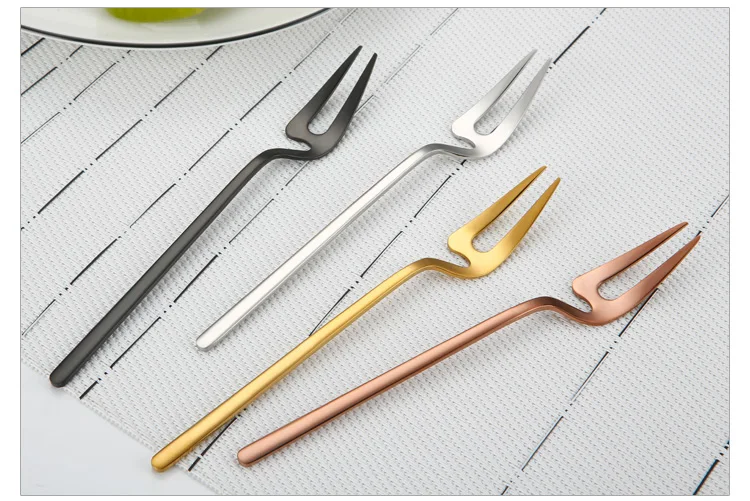 Креативная вилка для фруктов из нержавеющей стали, металлическая многоразовая вилка