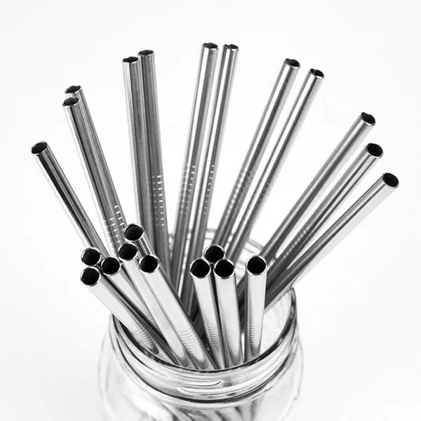 
Reusable 304 Stainless Steel Metal Drinking Straws Set with Cleaning Brush 