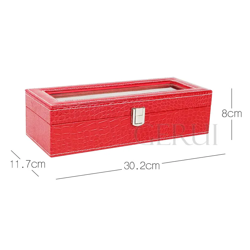Luxury Flip Top Mens Wooden Watch Storage Box Rectangular Packaging 6 Slot Watch Display Case