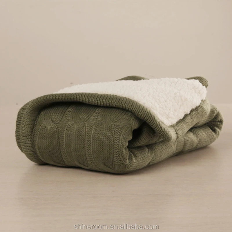 Super Soft Double Layer Cable Knit with Sherpa Backing Baby Blanket