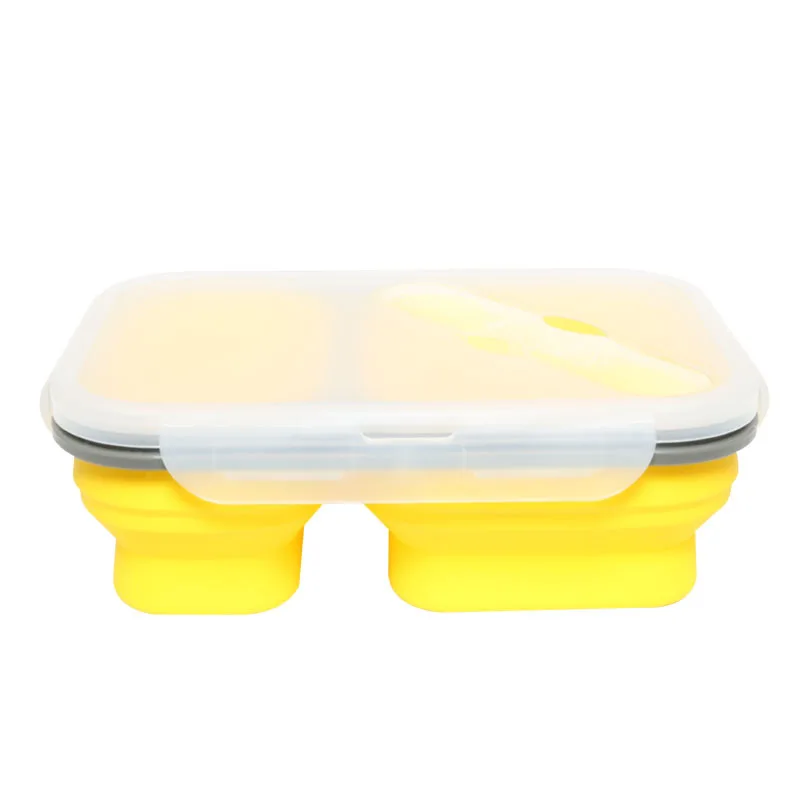 Good Quality  carry-all lunch box Eco-friendly 4 Color 2 Cavity Silicone Food Container