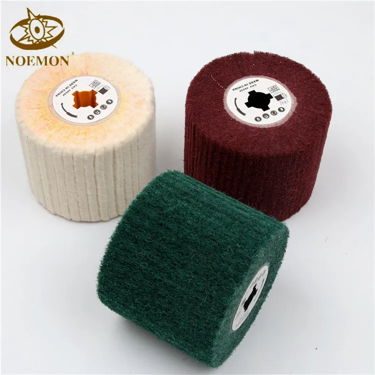 Non Woven Wooden Core Polishing Wheel Abrasive Nylon Flap Wheel Stainless Steel Groove Polishing Wheel