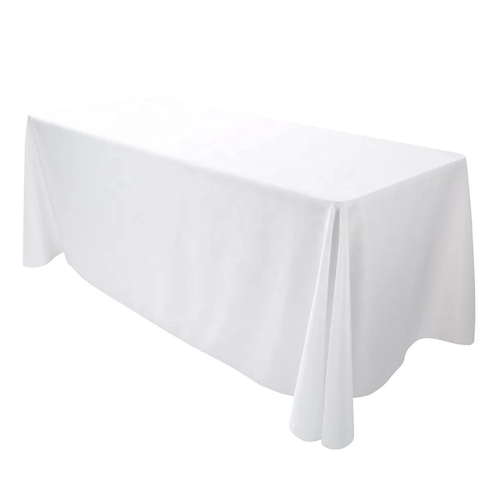
wholesale white 100% polyester rectangular tablecloth wedding table cloth 90x132