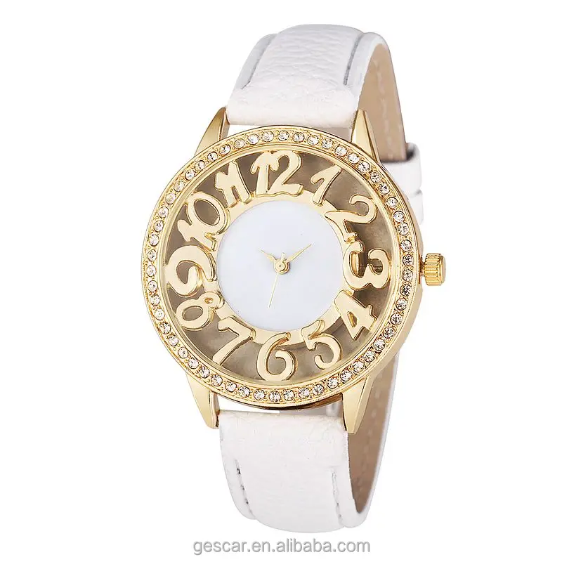 
Wholesale 9050 new hollow out watches ladies leather crystal casual wrist watch for women female clock 