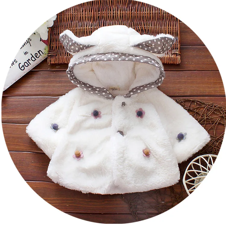
wholesale baby coat imitate fur 6 month cute ear winter baby hoodie coat 