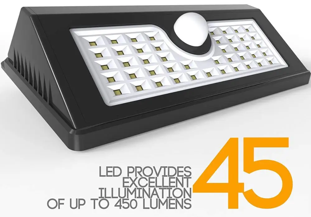 
Jiller 2-pack 45led Supper Bright Waterproof Outdoor Solar Energy Infrared Motion Sensor Wall Lights 